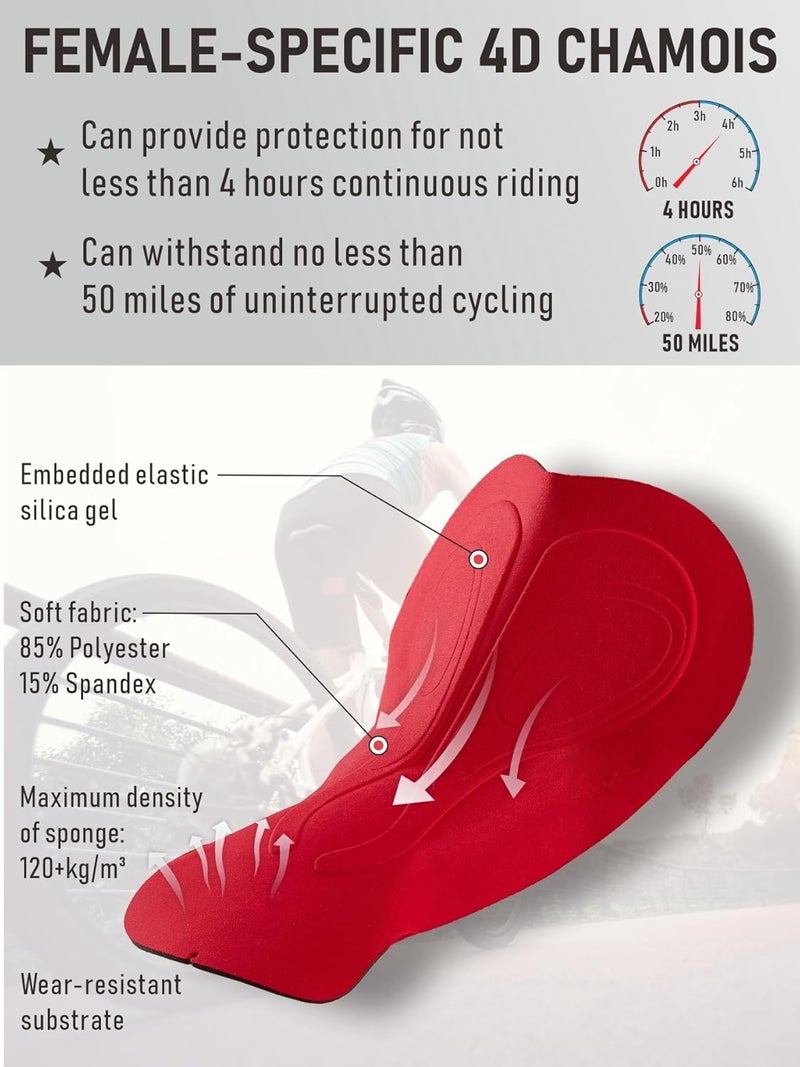 qualidyne Women's Cycling Bib Shorts with Pockets 4D Padded Bike Shorts Road Biking Bicycle Tights Breathable - Image 5